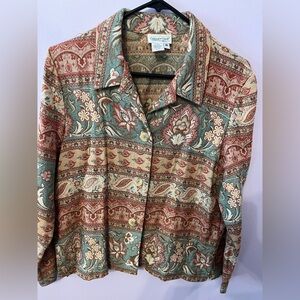 Coldwater Creek Red and Green Patterned Fabric